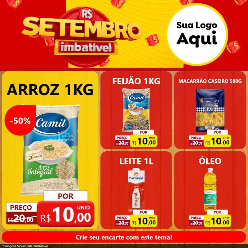 Modelo de Rede Social para Feed Facebook com o tema Setembro Imbatível para Supermercado