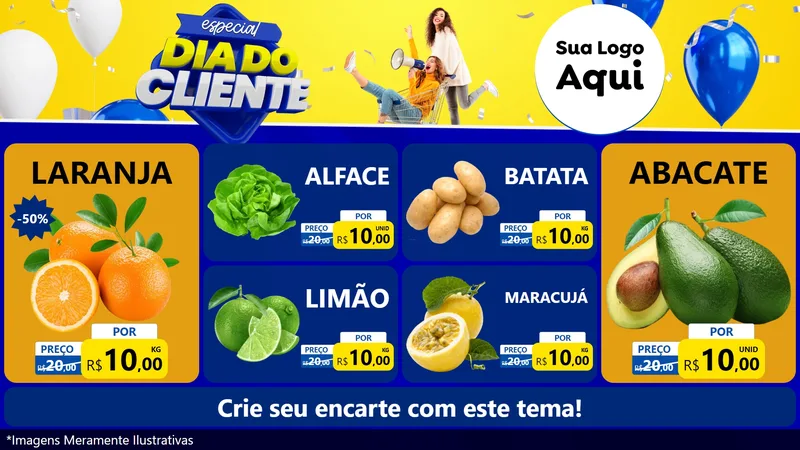 Modelo de TV para TV Horizontal com o tema Especial Dia do Cliente para Hortifrúti