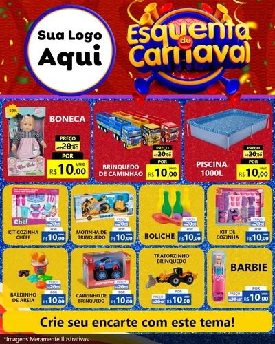 Modelo de Rede Social para Feed Instagram com o tema Esquenta de Carnaval para Brinquedos