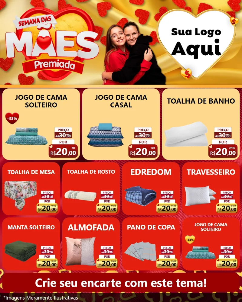 Modelo de Rede Social para Feed Instagram com o tema Semana das Mães Premiada para Cama, Mesa e Banho