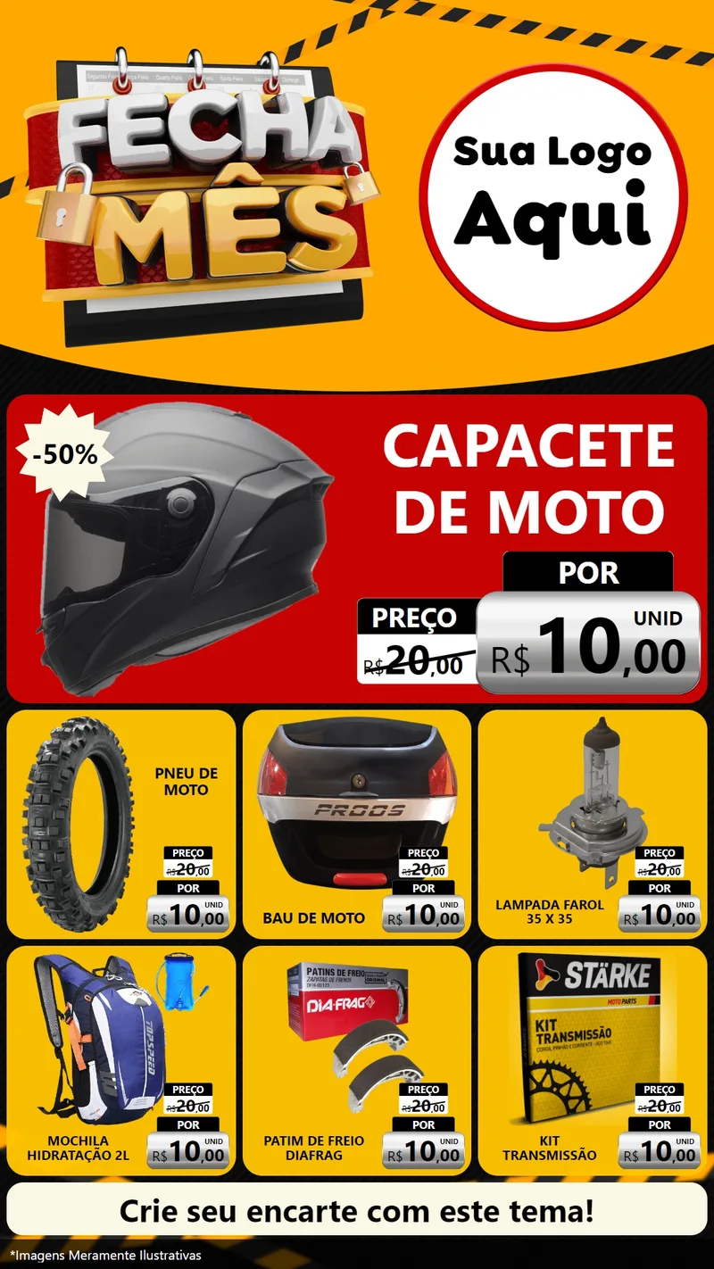 Modelo de Rede Social para Stories com o tema Fecha Mês para Moto peças