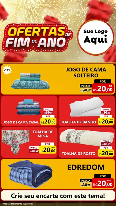 Modelo de TV para TV Vertical com o tema Ofertas de Fim de Ano para Cama, Mesa e Banho