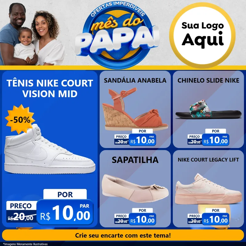 Modelo de Rede Social para Feed Facebook com o tema Ofertas Imperdíveis Mês Do Papai para Calçados