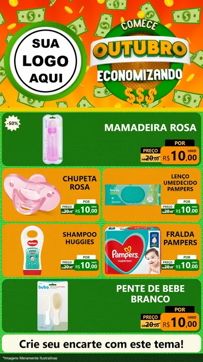 Modelo de TV para TV Vertical com o tema Comece Outubro Economizando para Bebês