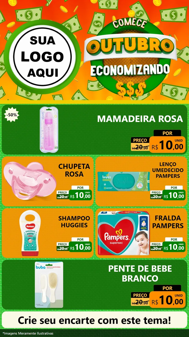 Modelo de TV para TV Vertical com o tema Comece Outubro Economizando para Bebês