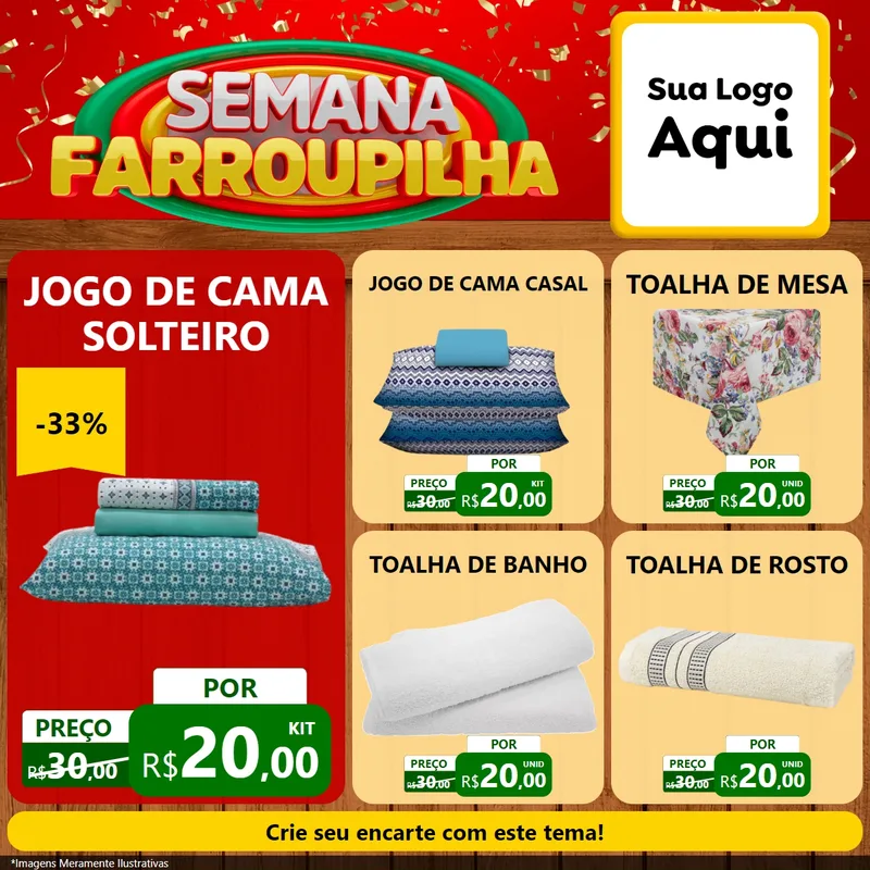 Modelo de Rede Social para Feed Facebook com o tema Semana Farroupilha para Cama, Mesa e Banho