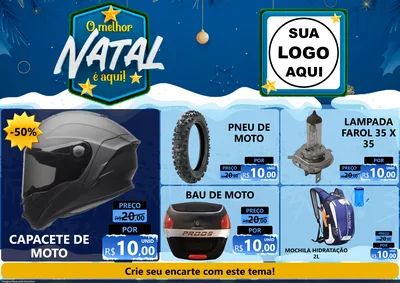 Modelo de Encarte para Encarte A4 Horizontal com o tema O Melhor Natal É Aqui! para Moto peças