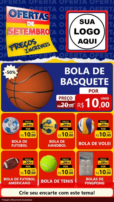 Modelo de Rede Social para Stories com o tema Ofertas de Setembro - Preços Incríveis para Artigos Esportivos