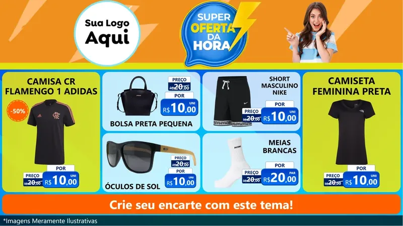 Modelo de TV para TV Horizontal com o tema Super Oferta da Hora para Roupas e acessórios