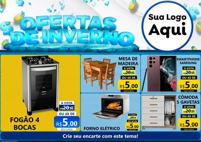 Modelo de Encarte para Encarte A4 Horizontal com o tema Ofertas de Inverno para Móveis e Eletro