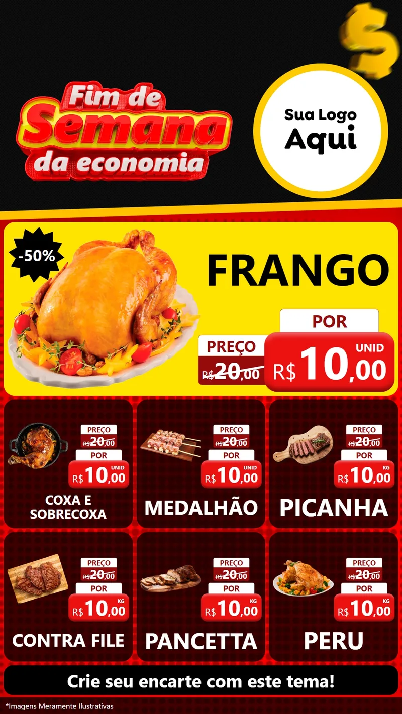 Modelo de Rede Social para Stories com o tema Fim de Semana da Economia para Assados