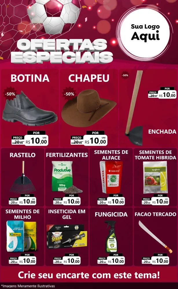 Modelo de Encarte para Encarte Grande com o tema Ofertas Especiais - Futebol para Agropecuária