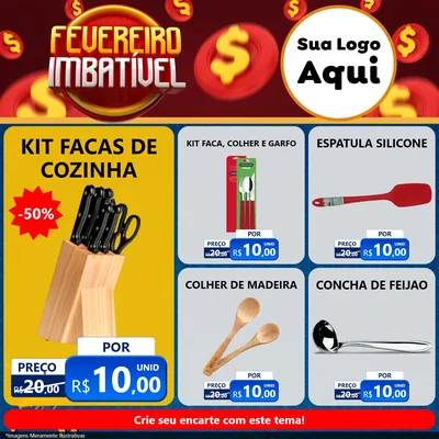 Modelo de Rede Social para Feed Facebook com o tema Fevereiro Imbatível para Utilidades Domésticas