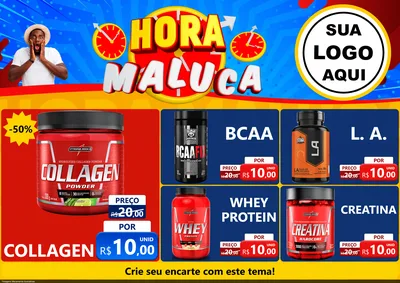 Modelo de Encarte para Encarte A4 Horizontal com o tema Hora Maluca para Suplementos alimentares