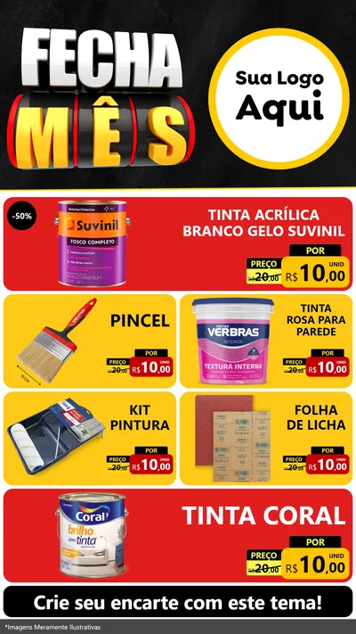 Modelo de TV para TV Vertical com o tema Fecha Mês para Tintas e Ferramentas