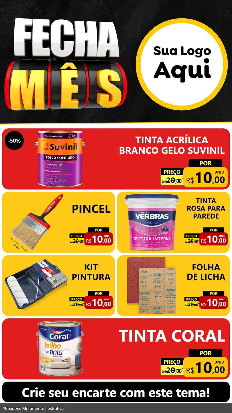 Modelo de TV para TV Vertical com o tema Fecha Mês para Tintas e Ferramentas