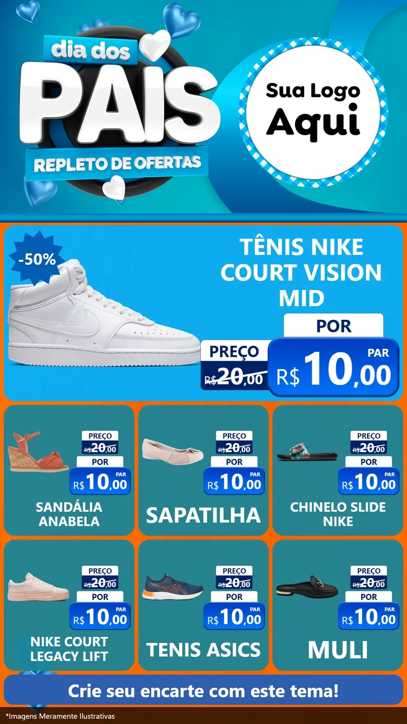 Modelo de Rede Social para Stories com o tema Dia Dos Pais Repleto de Ofertas para Calçados