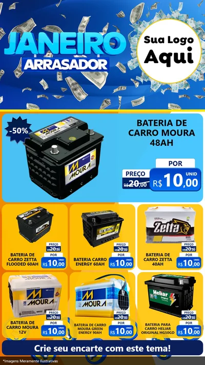 Modelo de Rede Social para Stories com o tema Janeiro Arrasador para Baterias Elétricas