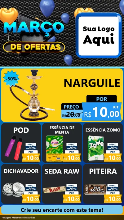 Modelo de Rede Social para Stories com o tema Março de Ofertas para Tabacaria