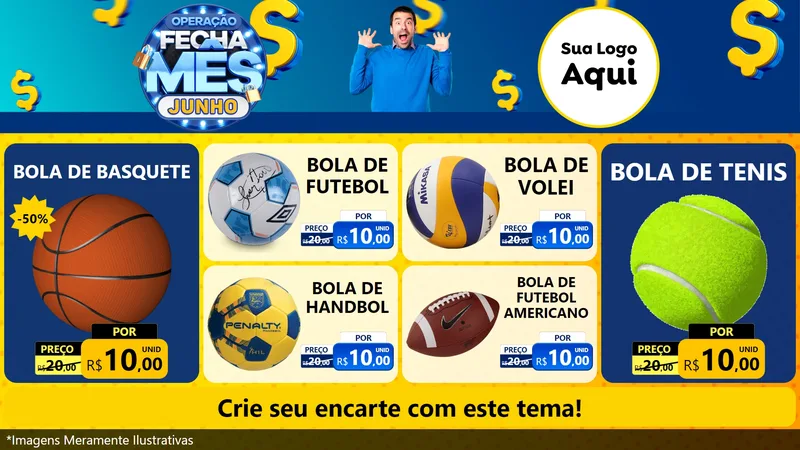 Modelo de TV para TV Horizontal com o tema Operação Fecha Mês, Junho para Artigos Esportivos