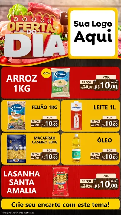 Modelo de TV para TV Vertical com o tema Ofertas do Dia para Supermercado