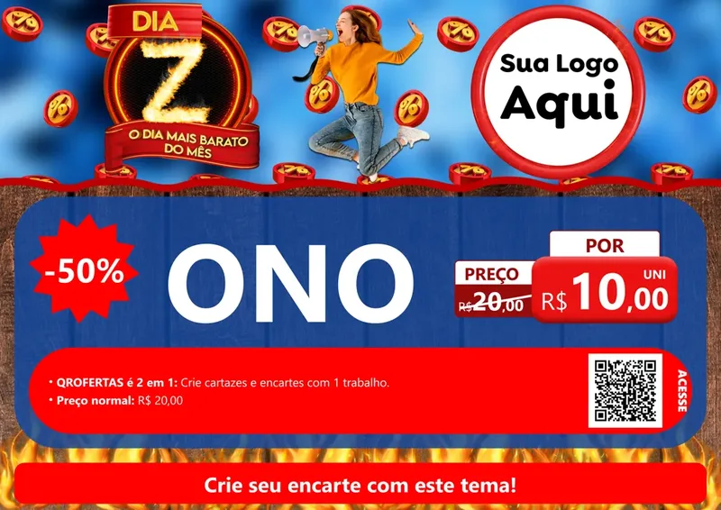 Modelo de Cartaz para Cartaz A4 Horizontal com o tema Dia Z - O Dia Mais Barato Do Mês para Óticas