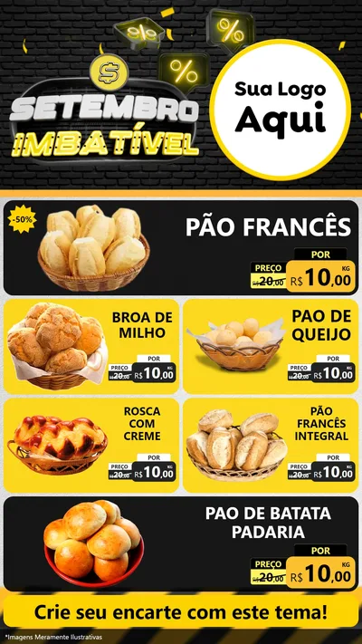 Modelo de TV para TV Vertical com o tema Setembro Imbatível para Padaria