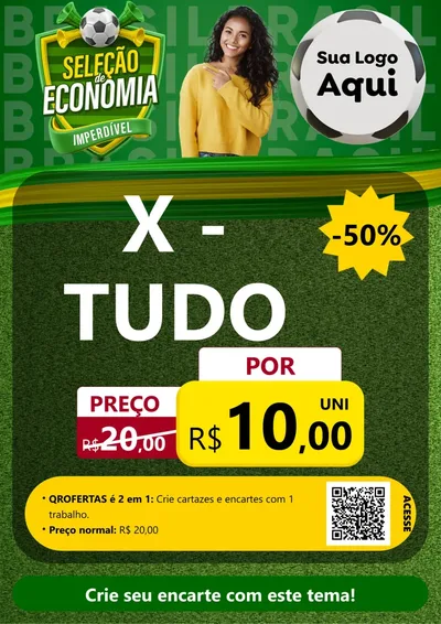 Modelo de Cartaz para Cartaz A4 Vertical com o tema Seleção de Economia - Copa para Hamburgueria