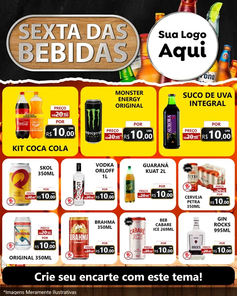 Modelo de Rede Social para Feed Instagram com o tema Sexta das Bebidas para Distribuidora de bebidas