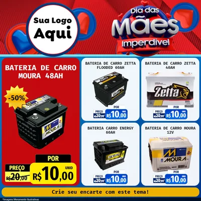Modelo de Rede Social para Feed Facebook com o tema Dia Das Mães Imperdível para Baterias Elétricas