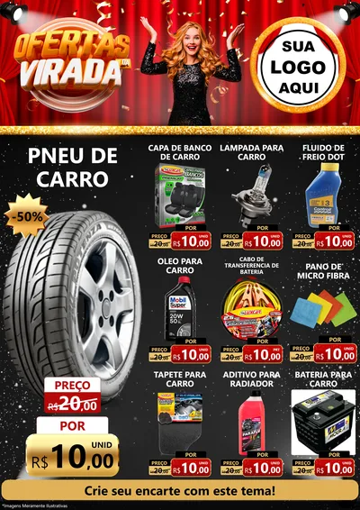 Modelo de Encarte para Encarte A4 Vertical com o tema Ofertas da Virada para Auto peças