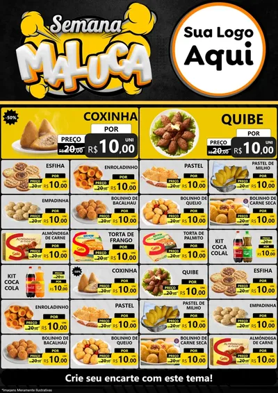 Modelo de Encarte para Encarte A4 Vertical com o tema Semana Maluca para Salgadaria