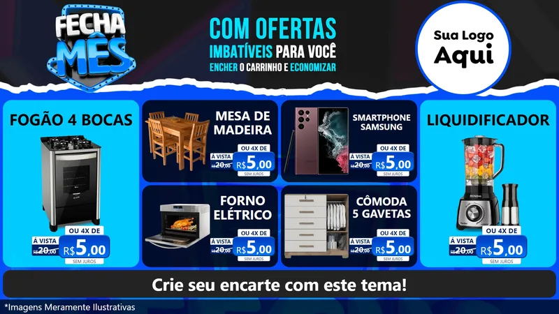 Modelo de TV para TV Horizontal com o tema Fecha Mês para Móveis e Eletro