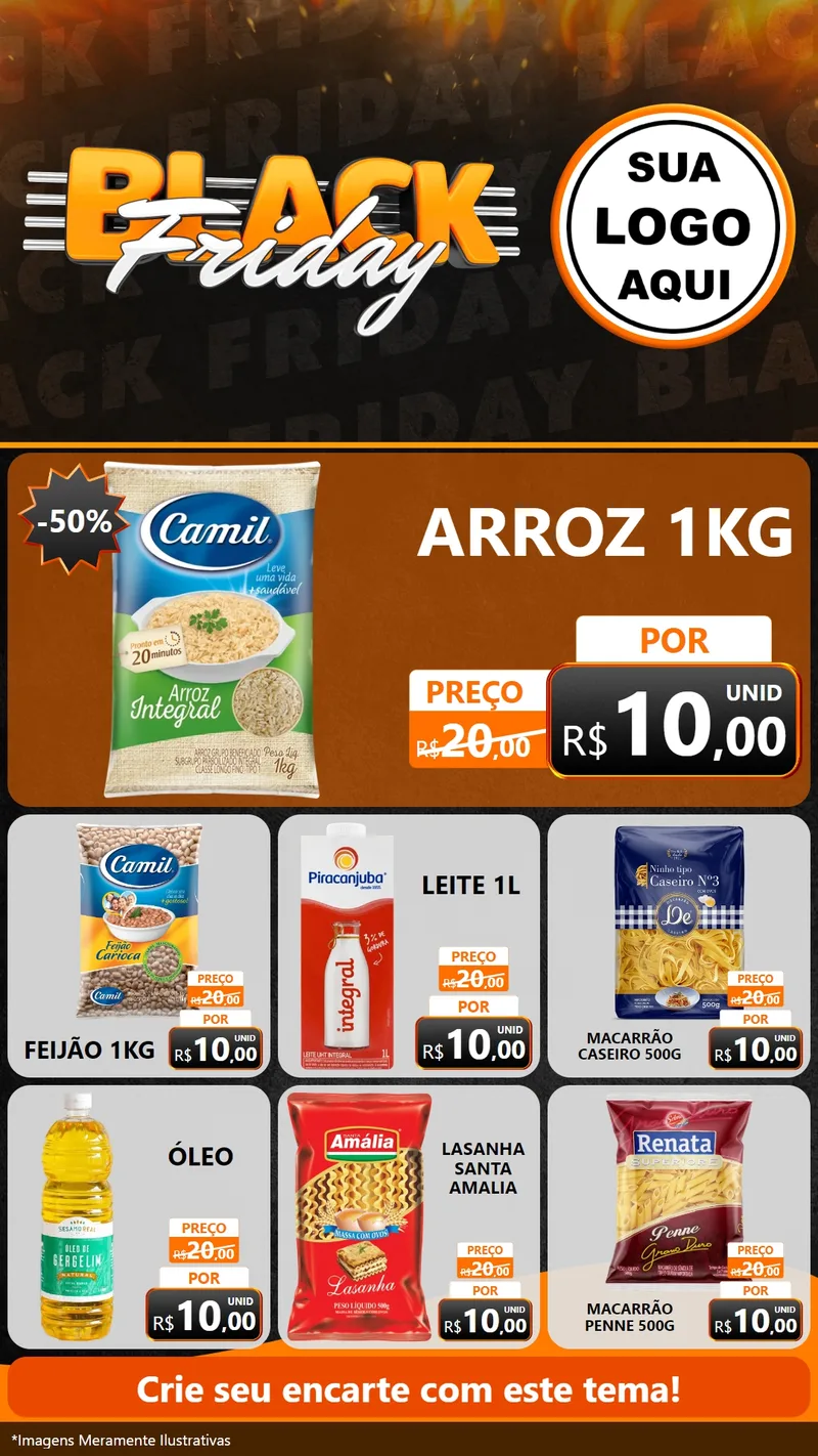 Modelo de Rede Social para Stories com o tema Black Friday para Supermercado