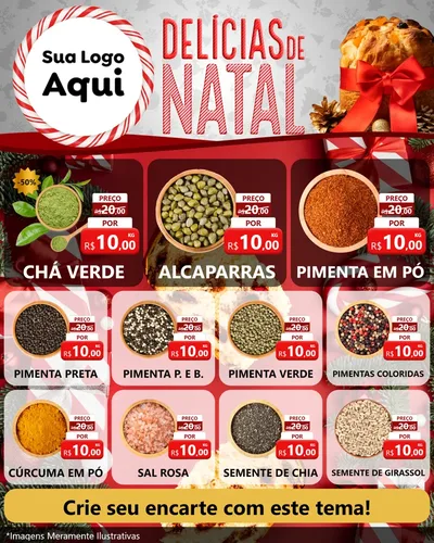 Modelo de Rede Social para Feed Instagram com o tema Delícias de Natal para Produtos Naturais