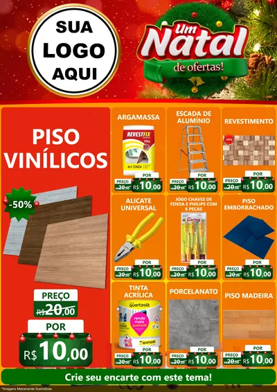 Modelo de Encarte para Encarte A4 Vertical com o tema Um Natal de Ofertas para Material para Construção