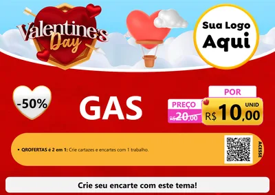 Modelo de Cartaz para Cartaz A4 Horizontal com o tema Valentine's Day para Água e gás