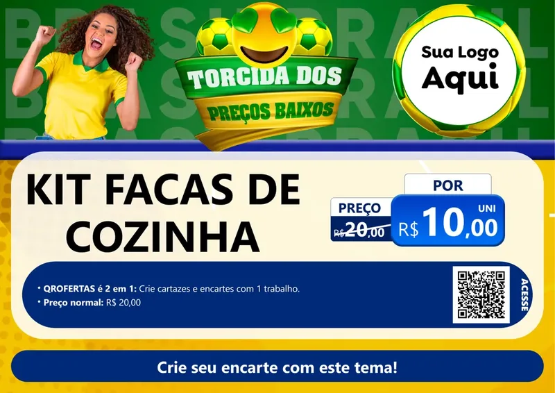Modelo de Cartaz para Cartaz A4 Horizontal com o tema Torcida dos Preços Baixos - Copa para Utilidades Domésticas
