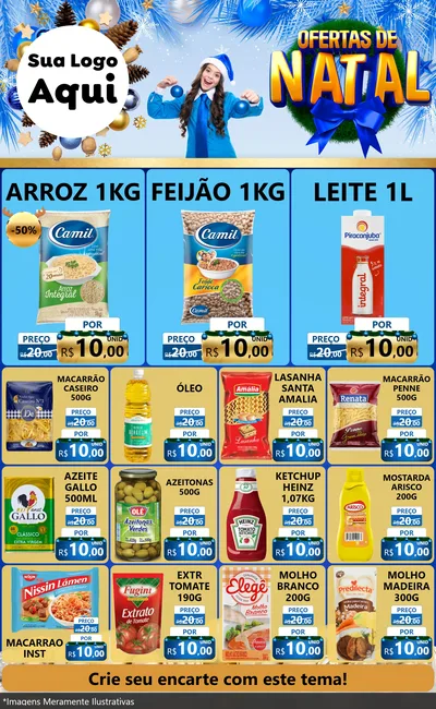 Modelo de Encarte para Encarte Grande com o tema Ofertas de Natal para Supermercado