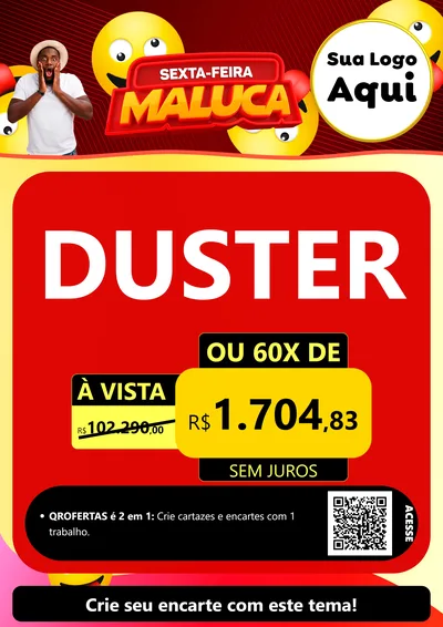 Modelo de Cartaz para Cartaz A4 Vertical com o tema Sexta-feira Maluca para Concessionaria de Carros