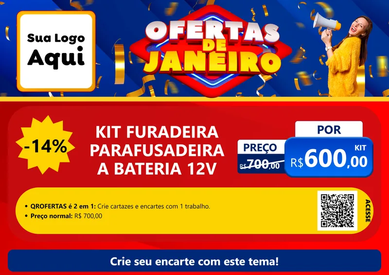 Modelo de Cartaz para Cartaz A4 Horizontal com o tema Ofertas de Janeiro para Maquinas e Ferramentas