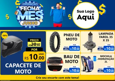 Modelo de Encarte para Encarte A4 Horizontal com o tema Operação Fecha Mês, Junho para Moto peças