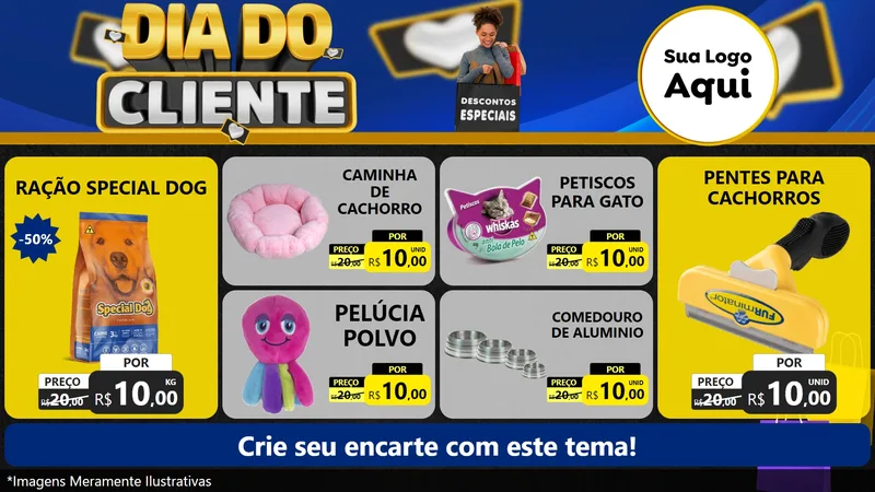 Modelo de TV para TV Horizontal com o tema Dia Do Cliente para Pet Shop