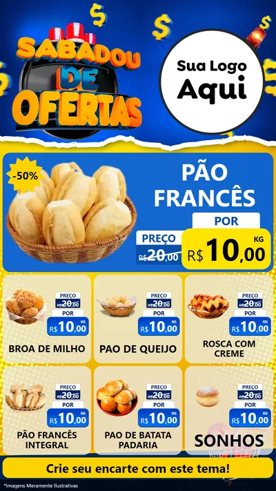 Modelo de Rede Social para Stories com o tema Sabadou de Ofertas para Padaria