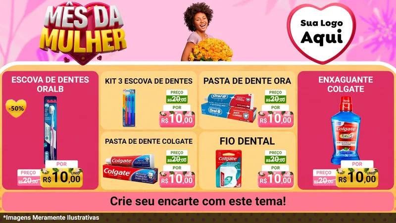 Modelo de TV para TV Horizontal com o tema Mês da Mulher para Higiene Pessoal