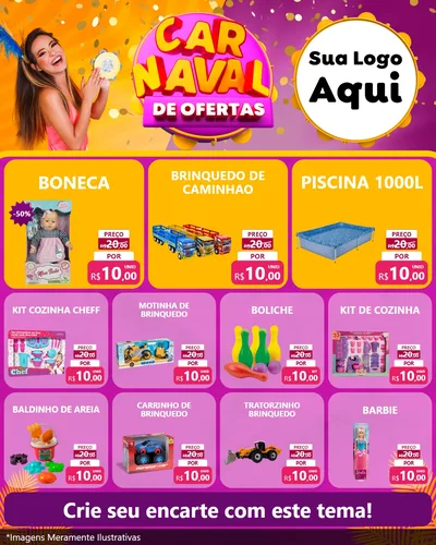 Modelo de Rede Social para Feed Instagram com o tema Carnaval de Ofertas para Brinquedos