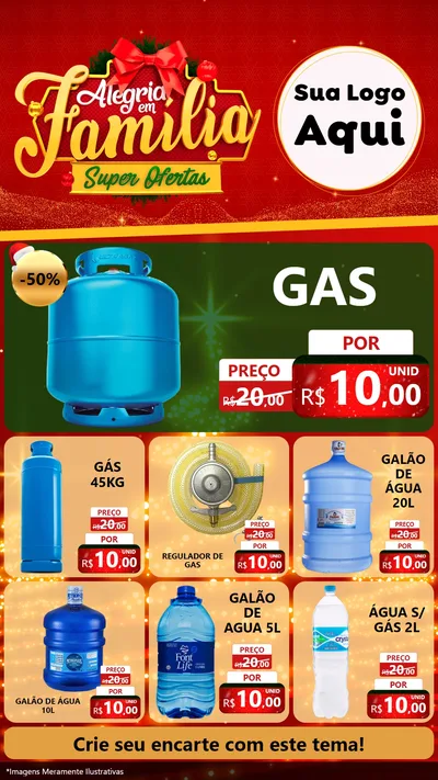 Modelo de Rede Social para Stories com o tema Alegria em Família Super Ofertas - Natal para Água e gás
