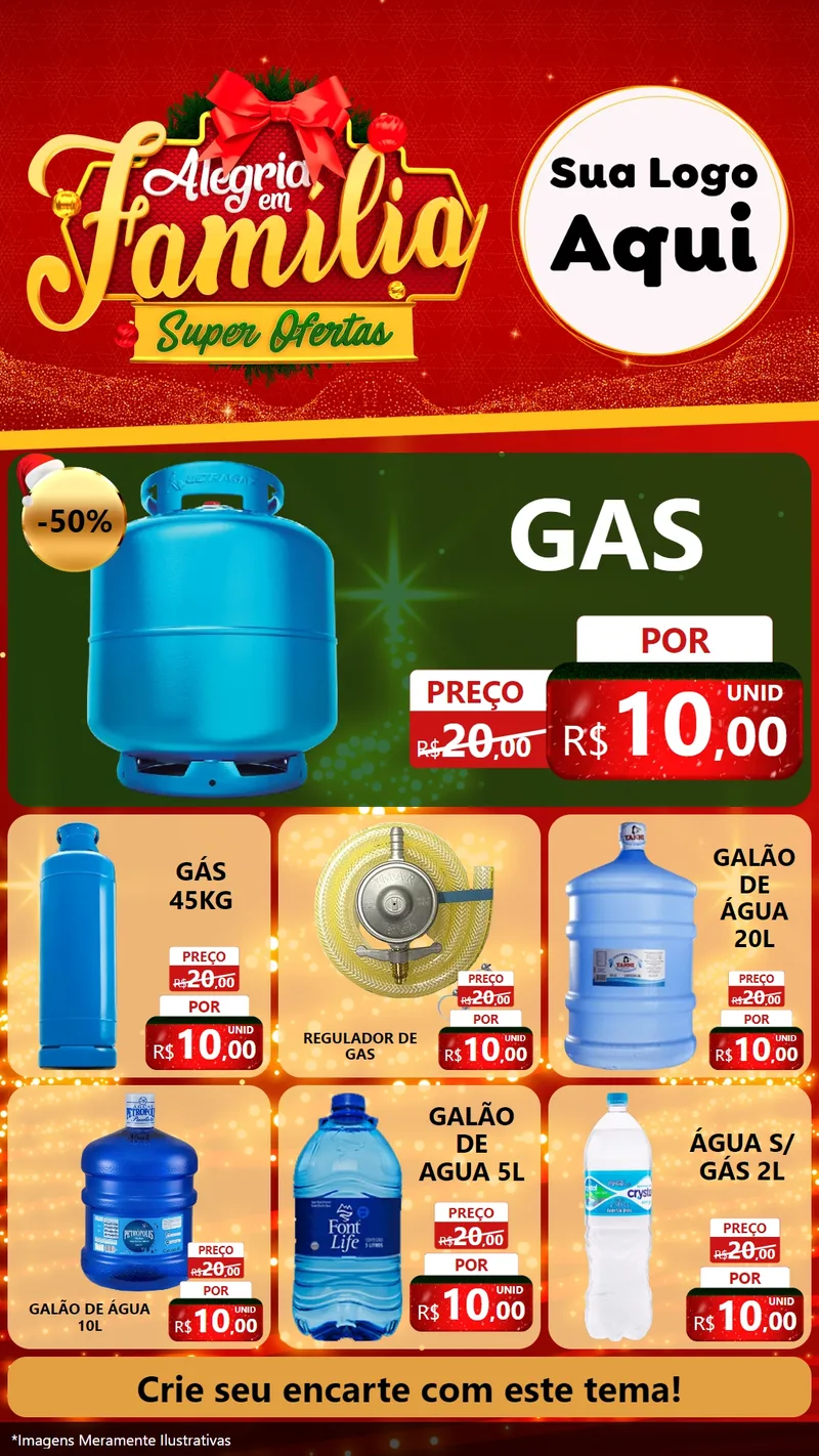 Modelo de Rede Social para Stories com o tema Alegria em Família Super Ofertas - Natal para Água e gás