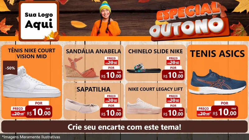 Modelo de TV para TV Horizontal com o tema Especial Outono para Calçados