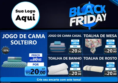 Modelo de Encarte para Encarte A4 Horizontal com o tema Black Friday para Cama, Mesa e Banho